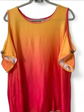 Women’s Ombre Cold-Shoulder Tank Top - Yellow to Pink